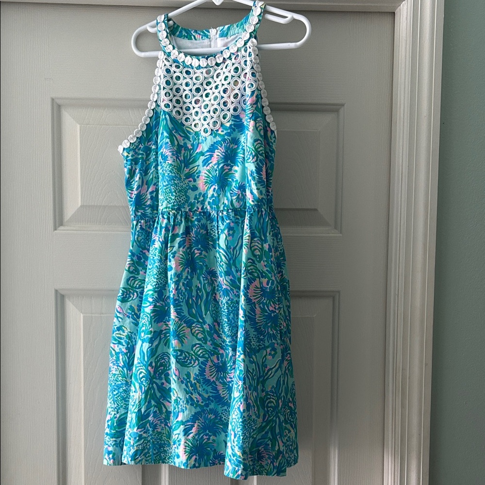 Lilly Pulitzer Turquoise and White Kids Dress